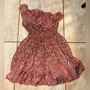 Pink Mauve One Shoulder Floral Dress Gypsy Queen Size M